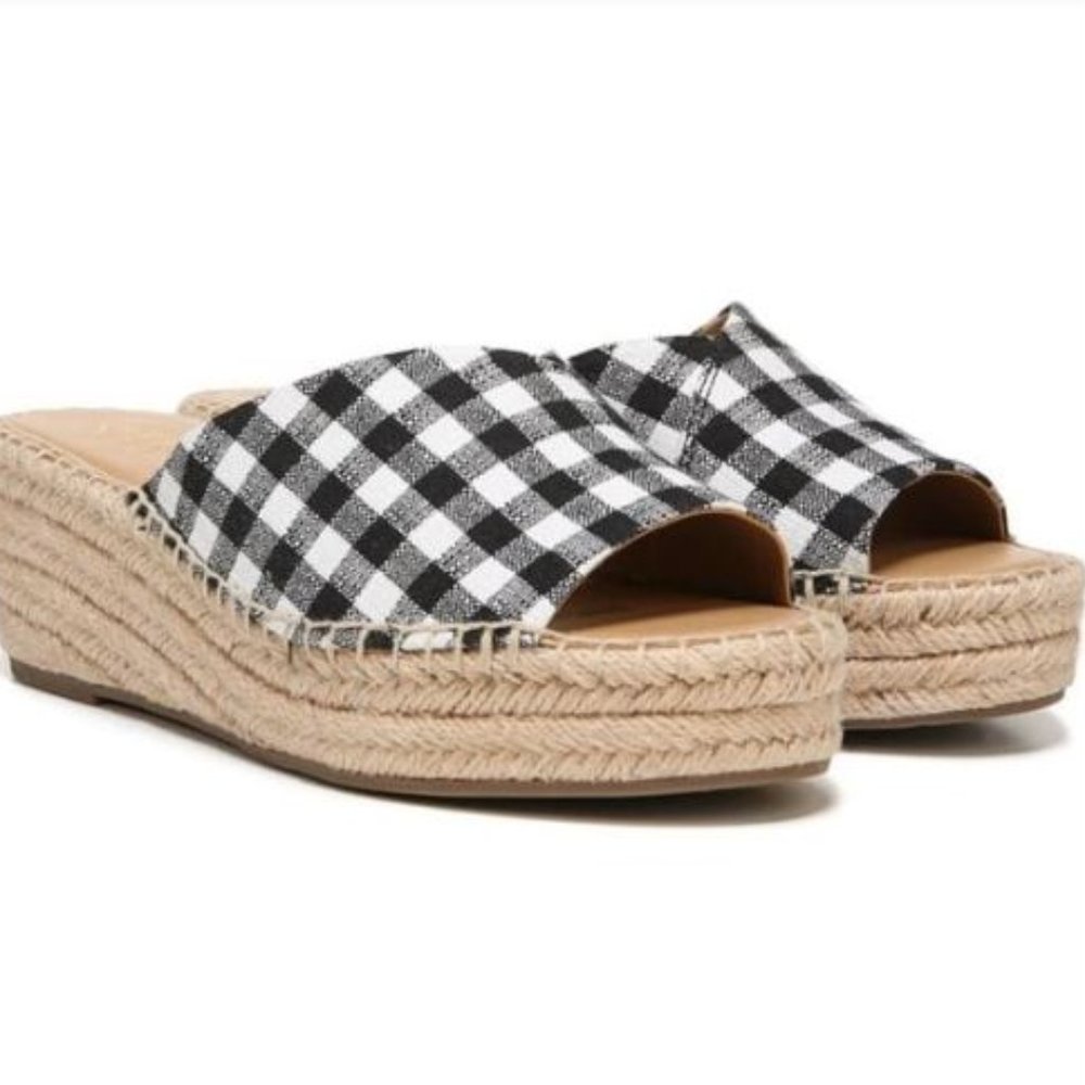 FRANCO SARTO Pinot Gingham Espadrille Sandals 7